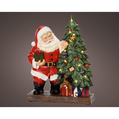 BABBO NATALE RESINA LUCI H.29CM. A BATTERIA